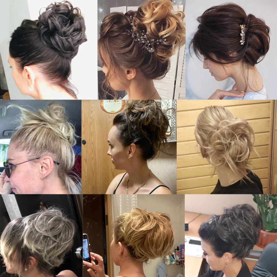 S-noilite syntetyczny Scrunchy kok z gumką roztrzepany kok włosy Chignon Hairpiece eleganckie Updo akcesoria do włosów dla kobiet