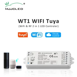 Tuya Smart Life LED Dimmer 12V 24V 36V 10A RF 2.4G Remote Voice Control Wifi Single Color CCT LED Dimer Switch Controller WT1