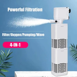 Silent Fish Tank Filter Water Filtration Equipment Submersible Air Oxygen Internal Pump Aquarium Filter Wave Pump 4-IN-1