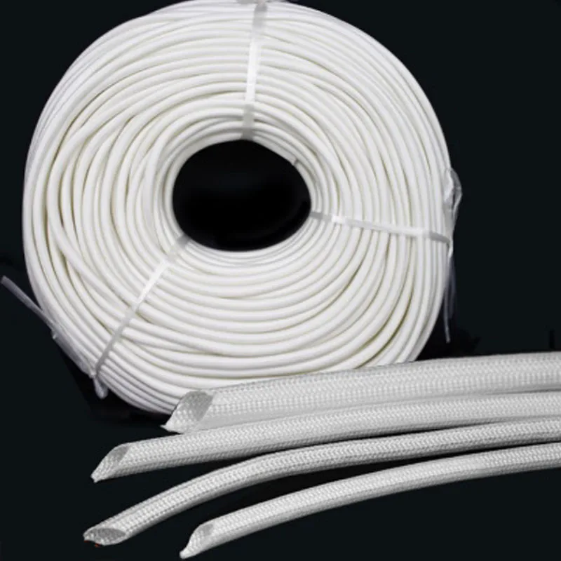 1-10M 1-40mm 600 Deg.C High Temperature Braided Soft Chemical Fiber Tubing Braided Fiberglass Sleeve Insulation Cable Protector