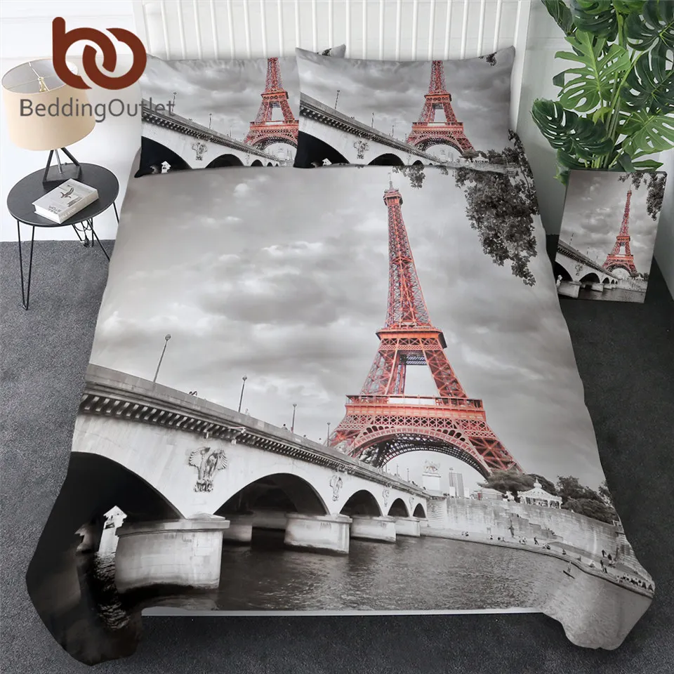 

BeddingOutlet City Bedding Set Paris Tower Duvet Cover Set Beautiful Scenery Bedclothes Realistic Bedspread 3d Cozy Home Decor