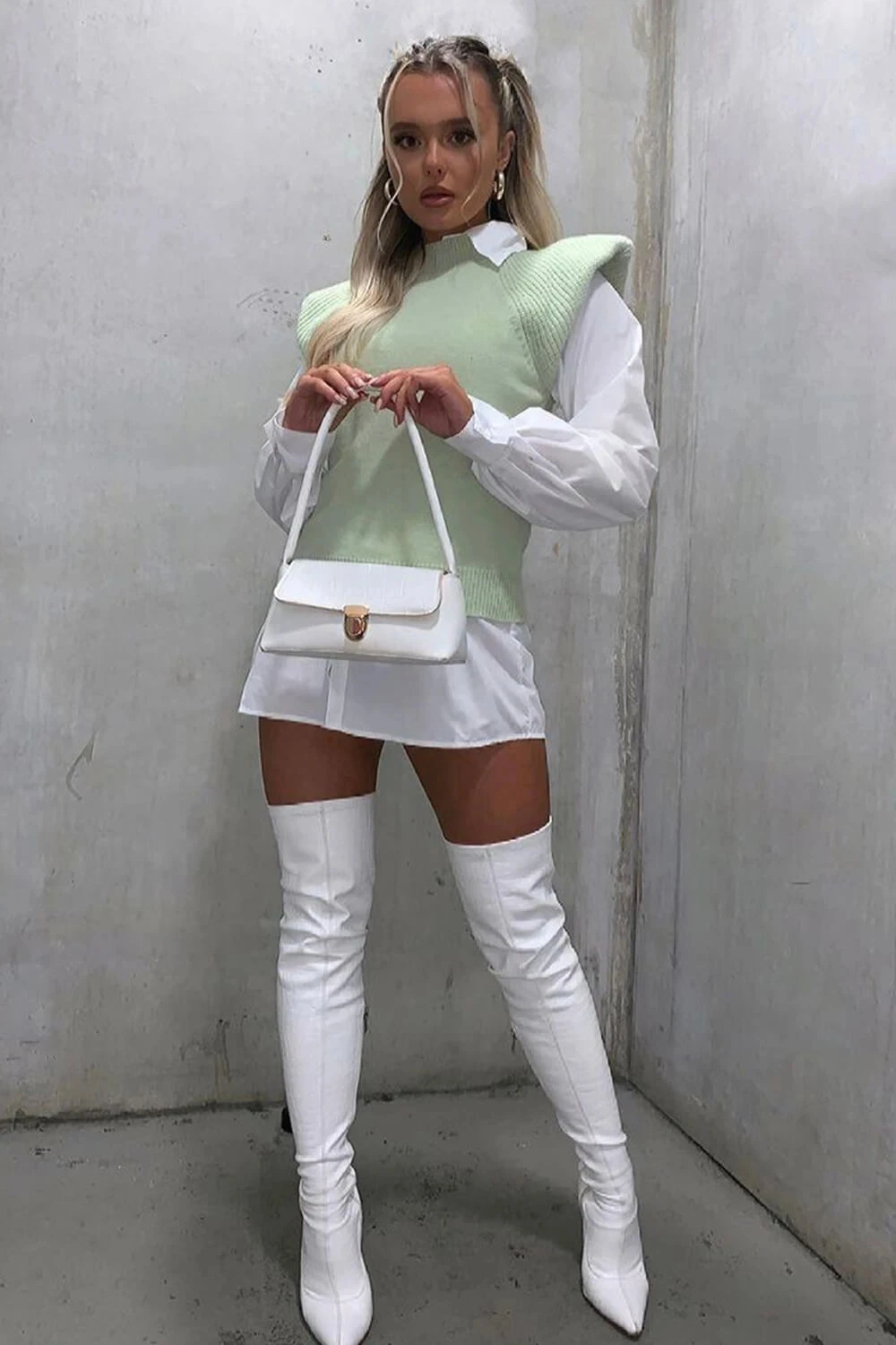 White Sexy Over The Knee Boots Women High Heels Shoes Ladies Thigh High Boots Spring Leather Long Boots Female Shoe Plus Size 44