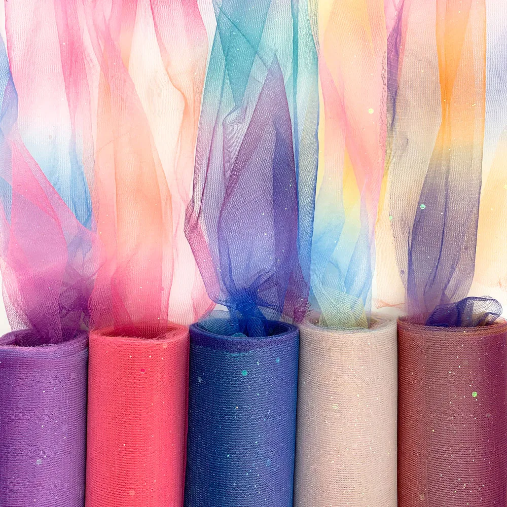 10Yards Rainbow Glitter Tulle Roll for Table Runner Chair Bows Tutu Skirt Wedding Party Gift Ribbon Birthday Doll Decoration DIY view 3