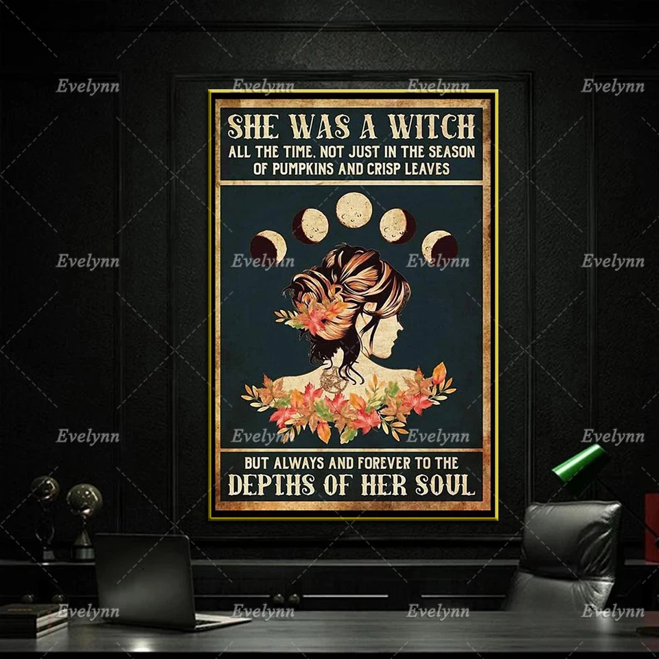 She Was A Witch All The Time Poster All Saints' Day Witch Home Decor Canvas Wall Art Prints Living Room Decoration Unique Gift