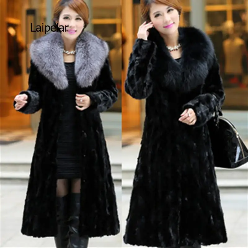 

Mink Women Faux fur Coats Mink Women Outerwear Thicken Winter Long Fur Jackets Vintage Female Outerwear Coats