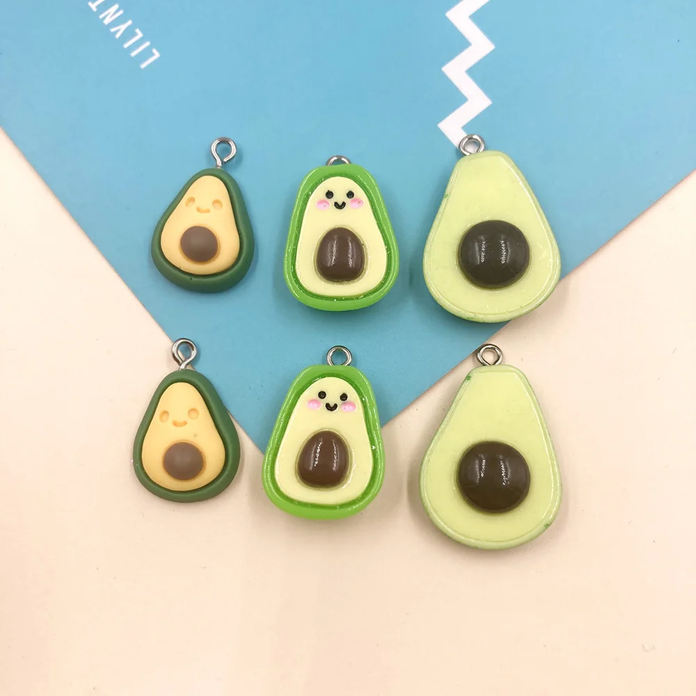 10Pcs Kawaii Avocado charms pendants for jewelry making bracelets necklace earrings making resin flat back cabochon