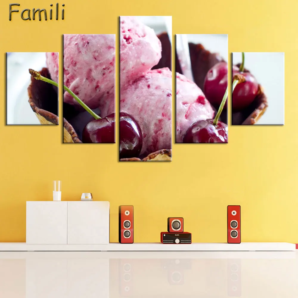 5pcs canvas painting wall Colorful fruit Food Canvas Prints Modern Wall Art Paintings fruit Decor Giclee Artwork for Room Decora