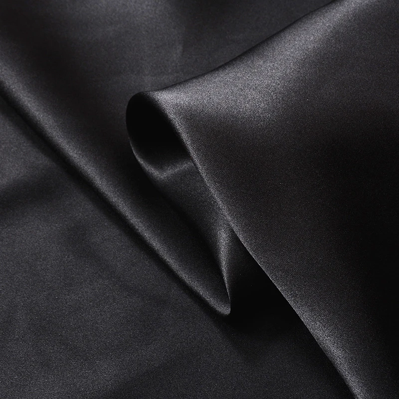 HYSK 100% silk satin fabric solid black natural mulbery organic woven silk plain dyeing duchess charmeuse cloth textile material