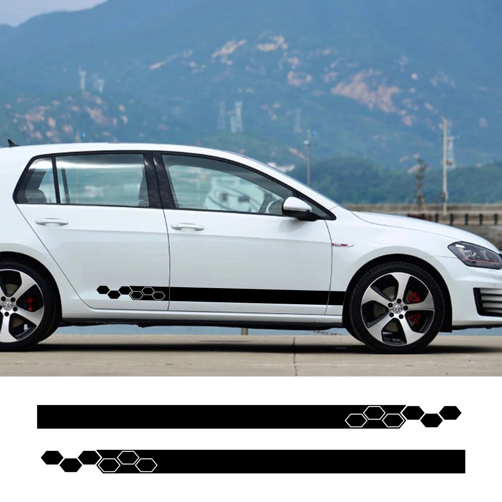 Car Stickers Door Side Skirt Vinyl Wrap Racing Decals For Volkswagen VW Golf 4 5 6 7 MK3 MK4 MK5 MK6 Polo Auto Car Accessories