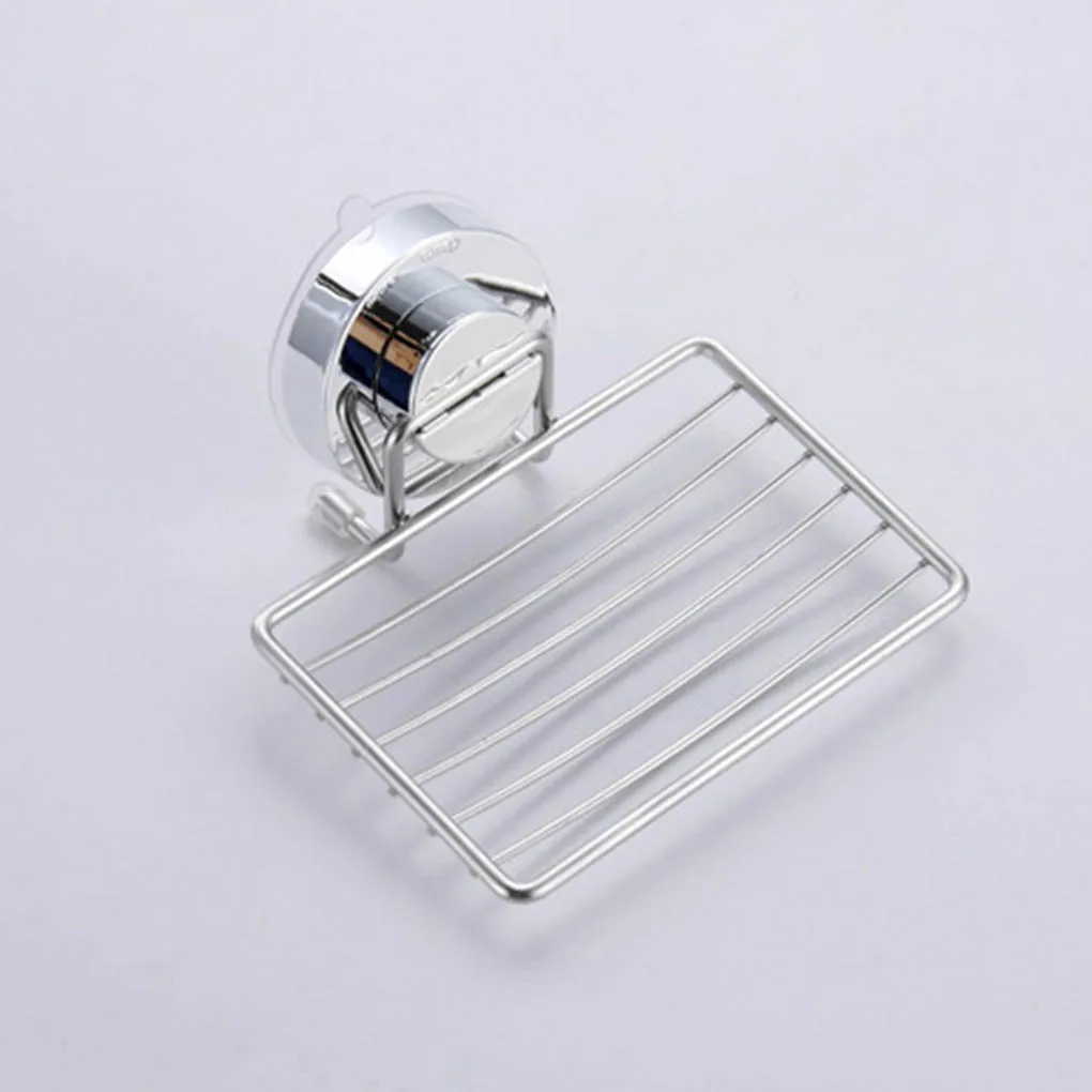 Suction Cup Soap Holder Drain Stainless Steel Wall-Mounted Soap Dish Shower Box Dish Punch-Free Bathroom Shower Box Dish