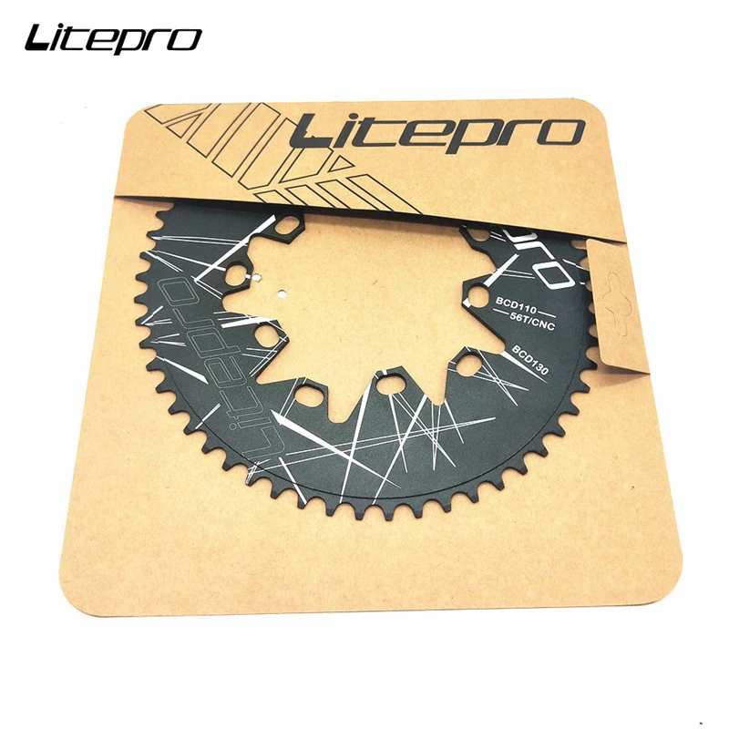 Litepro BMX Oval bicycle chainring bcd 130 BCD110 folding bicycle sprocket 52T 54T 56T 58T 60T aluminum alloy chainring