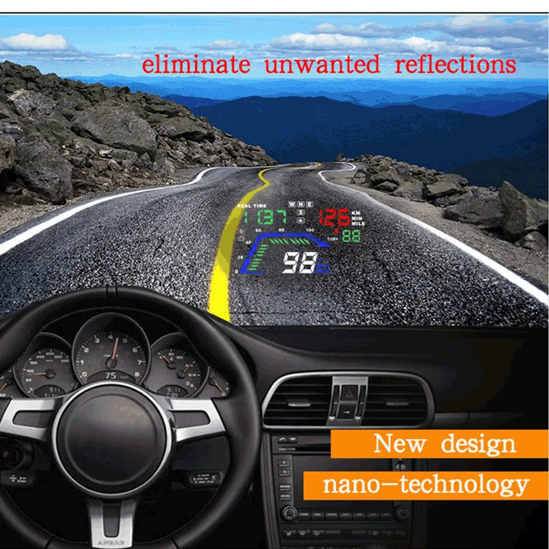 

Q7 5.5" Multi Color Auto Car HUD GPS Head Up Display Speedometers Overspeed Warning Dashboard Windshield Projector Universal NEW