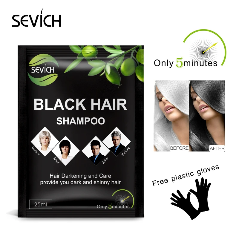 

5 pcs/lot Sevich Instant Black Hair Shampoo Make Grey and White Hair Darkening and Shinny in 5 Minutes Sevich Hair Dye Shampoo