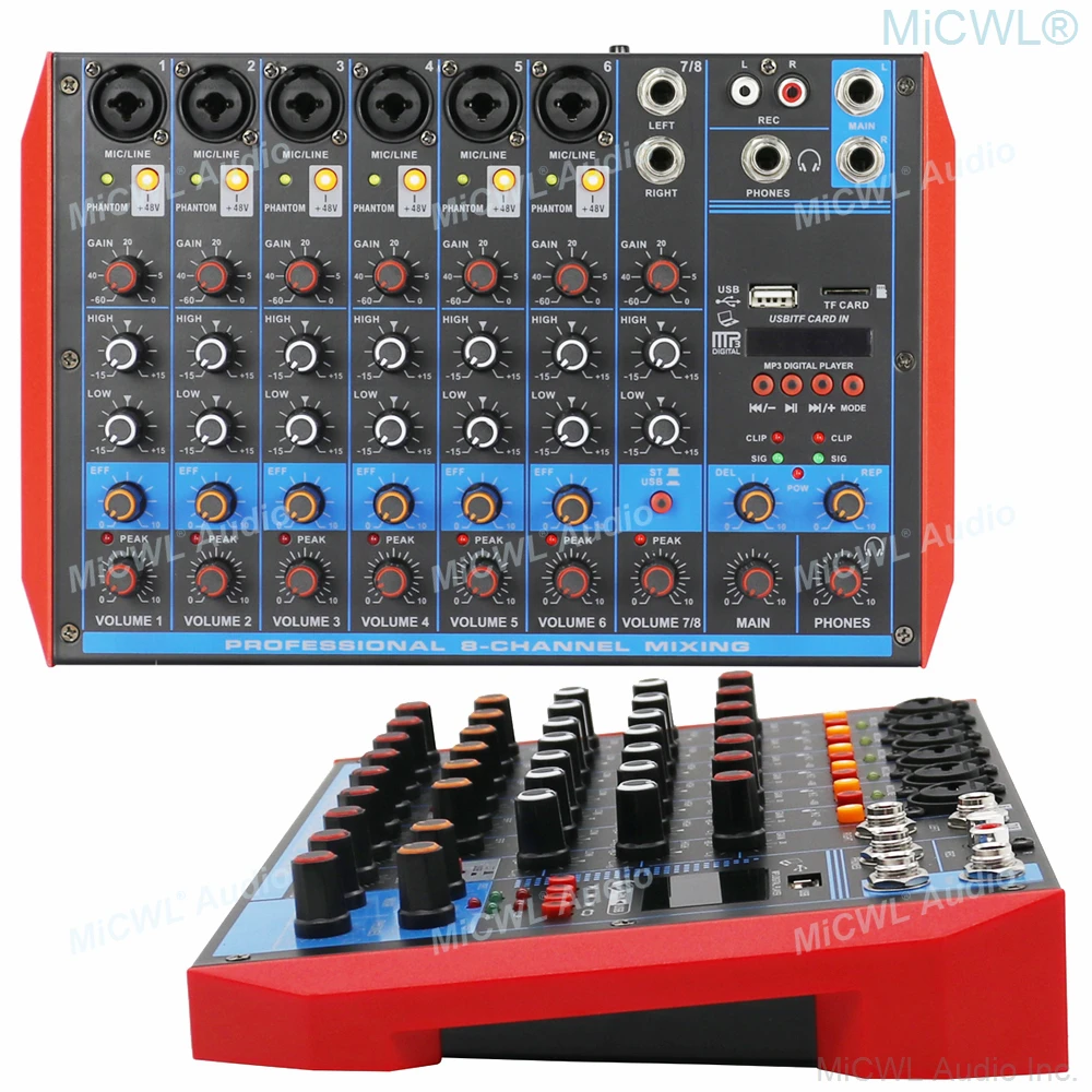 8 kanal Soundkarte Mischen Konsole Bluetooth Wireless Mixer Für PC Computer Laptop Live Bühne Studio DJ Karaoke