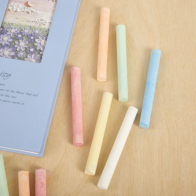 12 قطعة/الوحدة بدون غبار الطباشير القلم الرسم الطباشير ل السبورة 6 ألوان القرطاسية مكتب اللوازم المدرسية اكسسوارات تيزا Escolar