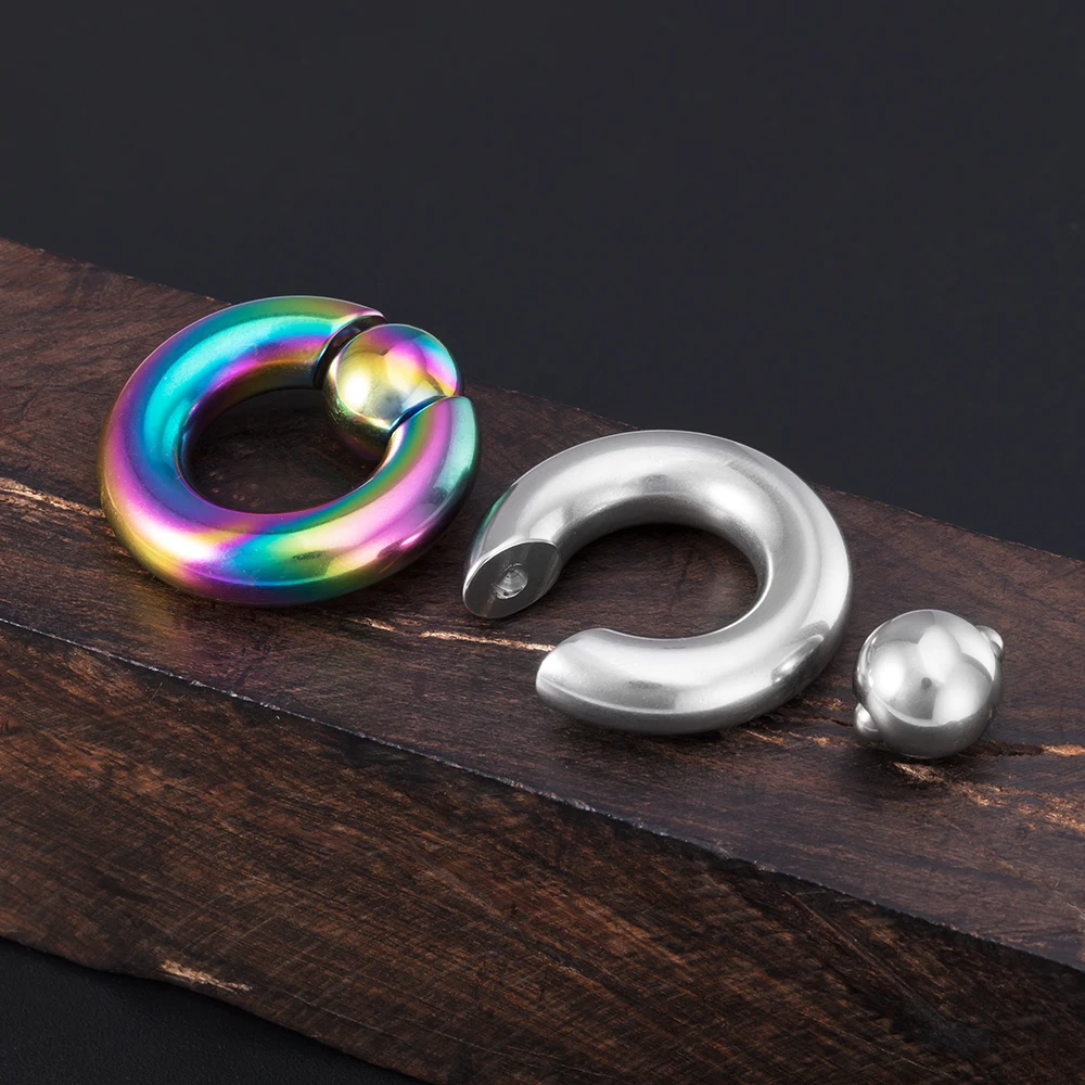 1PC 3-8mm Punk Ear Gauge BCR Ball Closure Nose Septum Ring Jewelry Surgical Steel Ear Piercing Weights Stretcher Expander Unisex