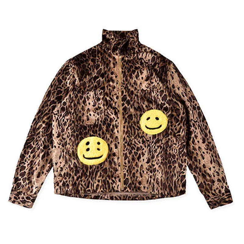 

Hip Hop CPFM.XYZ Leopard Zip Work Jacket Men Women 1:1 High Quality Smiley Embroidery CPFM.XYZ W.W.C.D.Jackets Coats