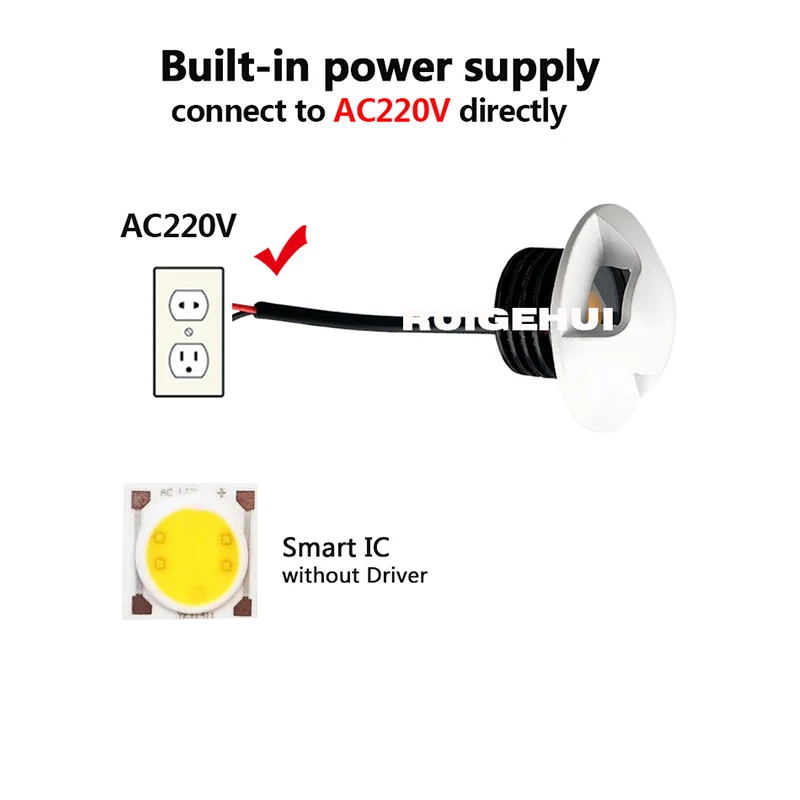 Luz Led empotrada para escalera, lámparas de aluminio de 3W, 220V, para decoración de pared del hogar, dormitorio, luz nocturna, iluminación interior