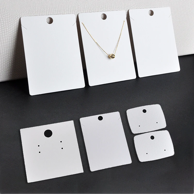 30pcs/lot Solid White Paper Card for  Earrings Necklaces Jewelry Display Holder Packaging Hang Price Tag Blank Cardboard Custom