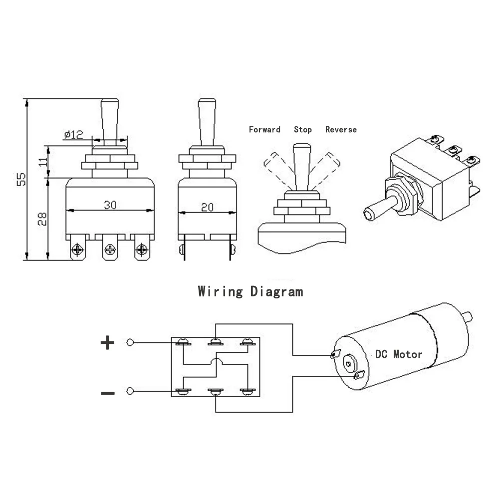 Toggle Switch 3 Position 6PIN DPDT ON-OFF-ON DC 220V 15A Motor Lamp Led Light Smart Toggle Switches 12V Rocker Accessories