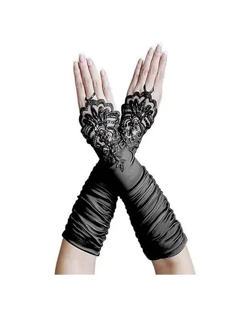 2020  New Cheap Fingerless Gloves Satin Wedding Bridal Gloves Beaded Lace Gloves Wedding Accessories Elbow Length Free Shipping