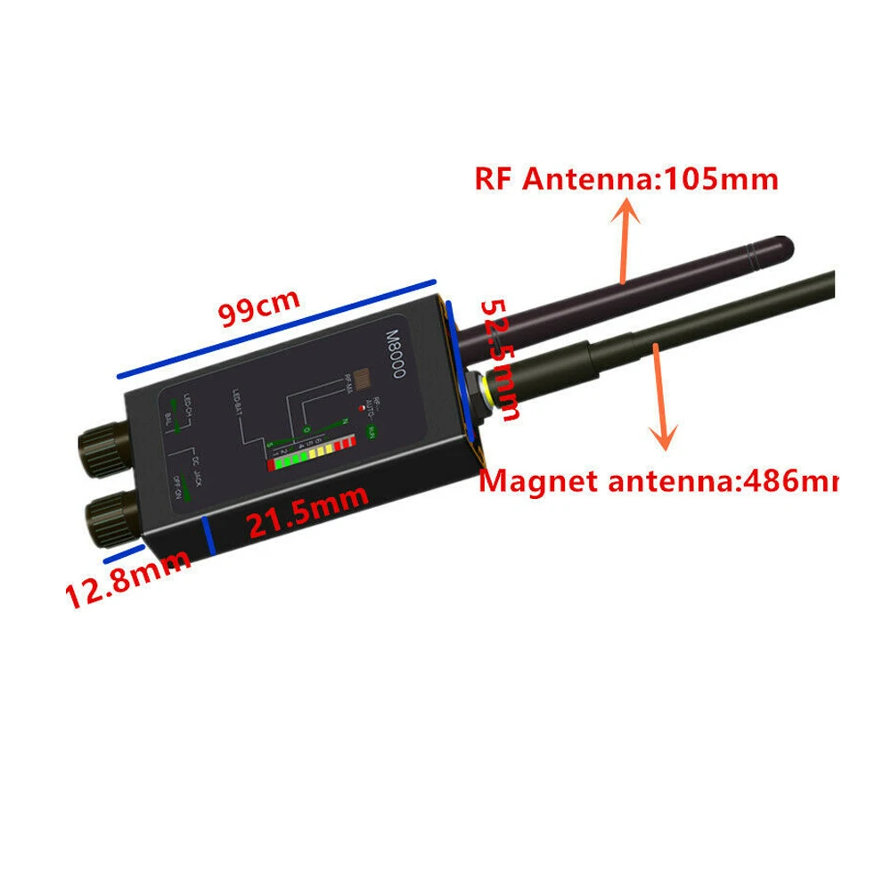 Detector de rádio anti-espião 1mhz-12gh, detector de sinal gsm, rastreador automático, gps, com antena led magnética longa