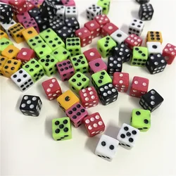 50Pcs/lot 8*8*8mm 6colors Plastic White Gaming Dice Standard Six Sided Cube For Decider Birthday Parties Board Game