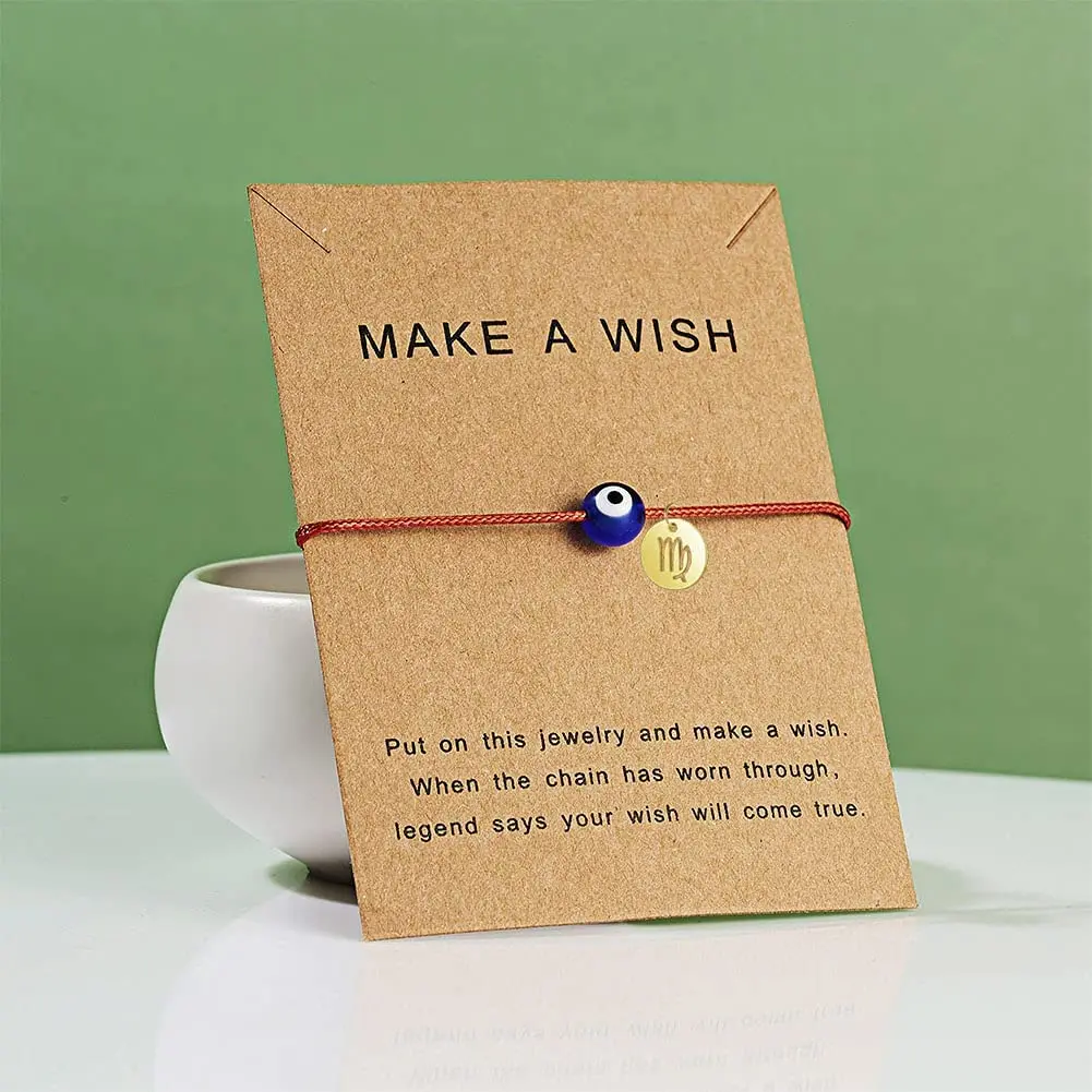Blue Evil Eye Bracelet Red Rope Constellation Disc Bracelet Charm Handmade Good Luck String Protection Link for Wommen Jewelry