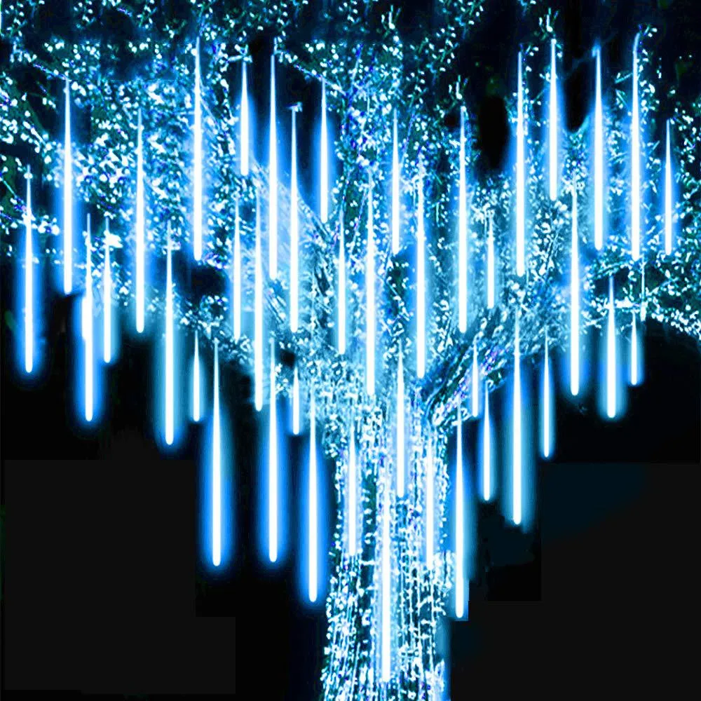 2 Set 16 Tubes Christmas Tree Garland Decorations Meteor Shower Rain LED String Lights New Year Wedding Outdoor Fairy Lights