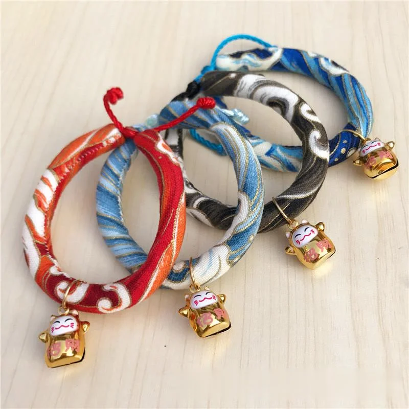 Japanese Style Pet Cat Bell Collar Cats Cute Cartoon Cat Supplies Mascotas Products for Katten Gatos Accessories Necklace