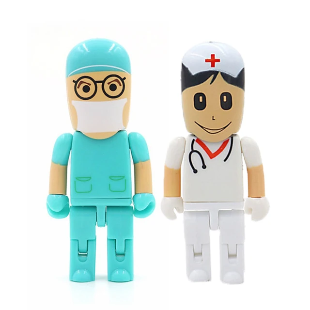 Cartoon Doctor Nurse Model Usb 플래시 드라이브 64gb 32gb 16gb 8gb 펜드라이브 4G 메모리 스토리지, Usb 스틱 128GB 펜 드라이브 플래시 디스크