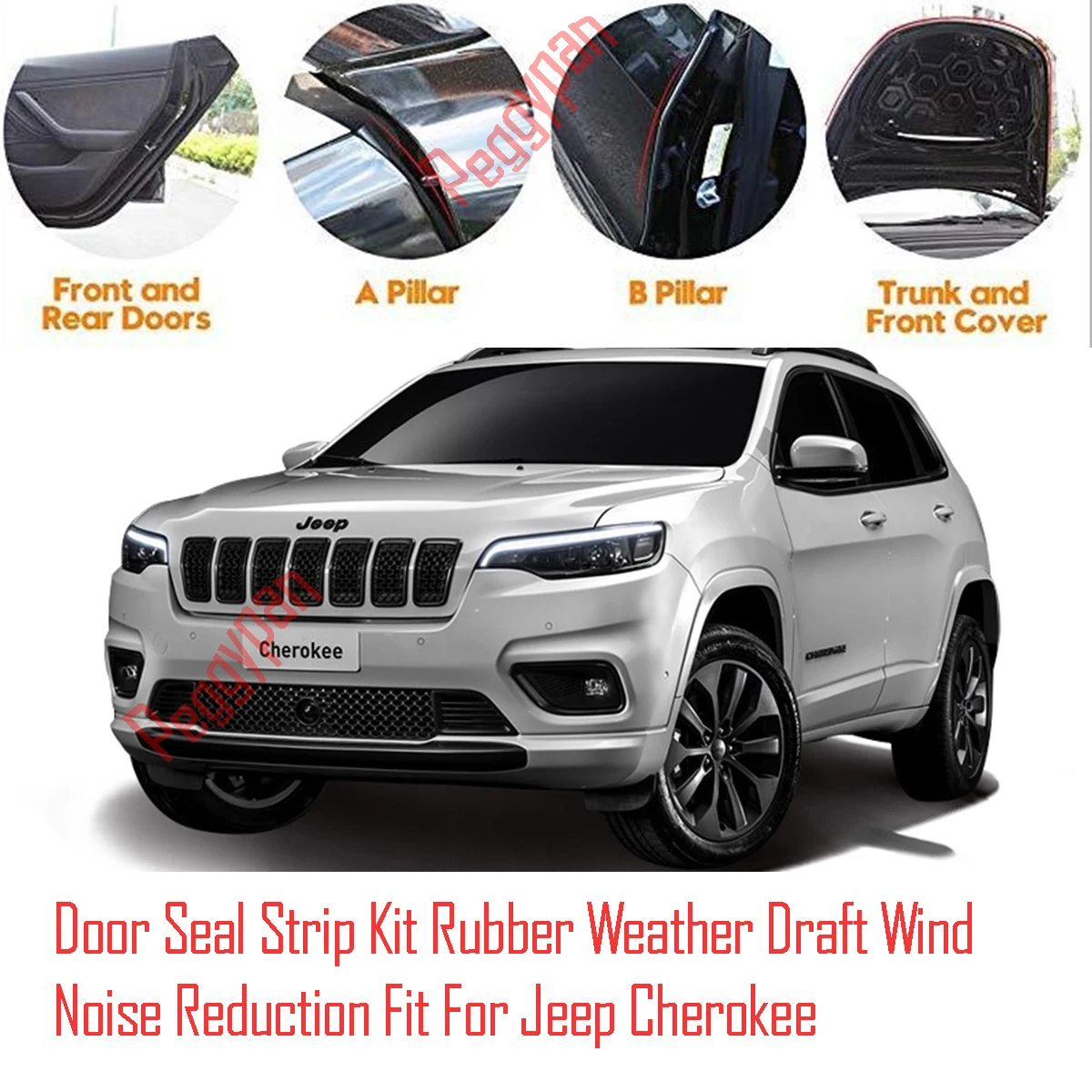 

Door Seal Strip Kit Self Adhesive Window Engine Cover Soundproof Rubber Weather Draft Wind Noise Reduction Fit For Jeep Cherokee