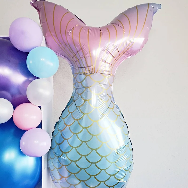 1 pz sirena coda Shell palloncino per 1th 2th 3th bambini ragazzo ragazza festa di compleanno decorazione sotto il mare Baby Shower favori