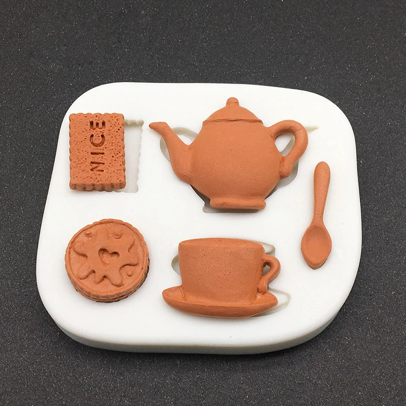 Biscuits Coffee Teapot Silicone Mold Sugarcraft Chocolate Cupcake Fondant Cake Decorating Tools