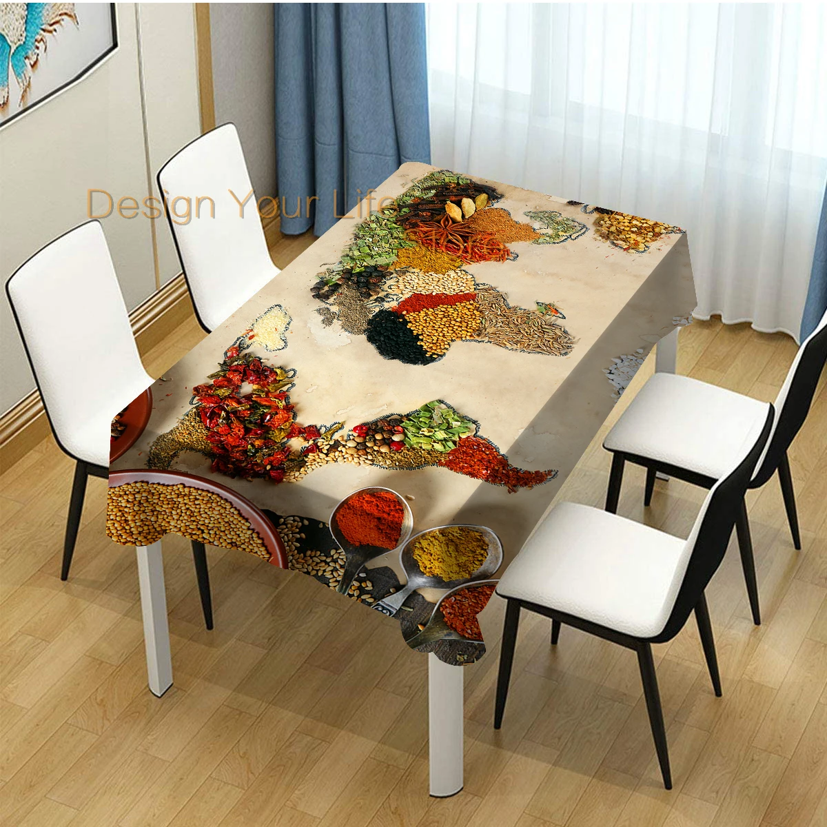 World Map Grains Fair Trade Home Decor Dining Room Kitchen Table Cover