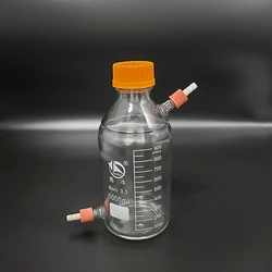 시약병 노란색 나사 커버, 상단 및 하단 분리형 소형 깍지 GL14mm, 붕규산염 유리, 100ml-20000ml, 플라스틱 뚜껑