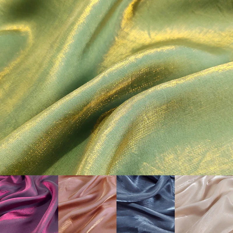 Colored Glass Silk Satin Gradient Fabric Dress Wedding Bright Face Baby Clothes Fabric Diy Mermaid Background Cloth Tablecloth