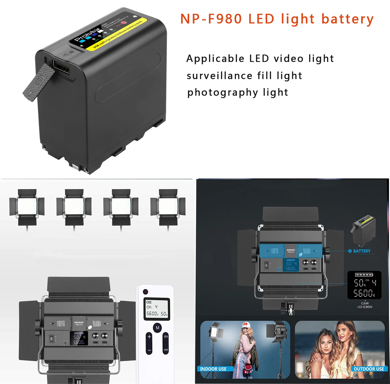 NP-F970 NP-F980 10800mAh z wskaźnik zasilania LED akumulator lampy fotograficznym dla akumulator lampy LED lampa wideo NP F970 F960