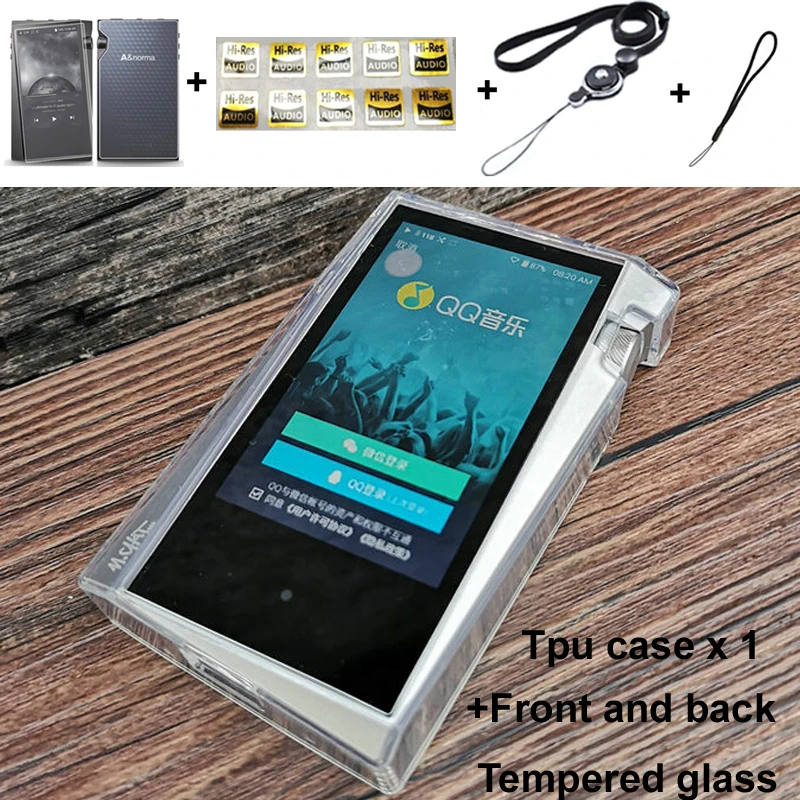 

Soft TPU Protective Skin Case Cover for iRiver Astell&Kern A&norma SR15 with Front and Back Screen Protector Tempered Glass