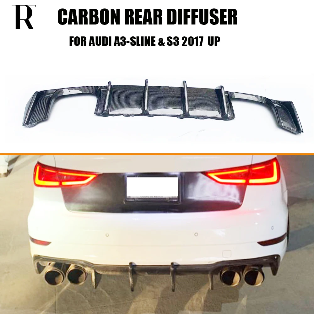 

K Style Carbon Fiber Rear Bumper Diffuser for Audi A3 Sline & S3 Bumper Sedan 4 DR 17 - 20