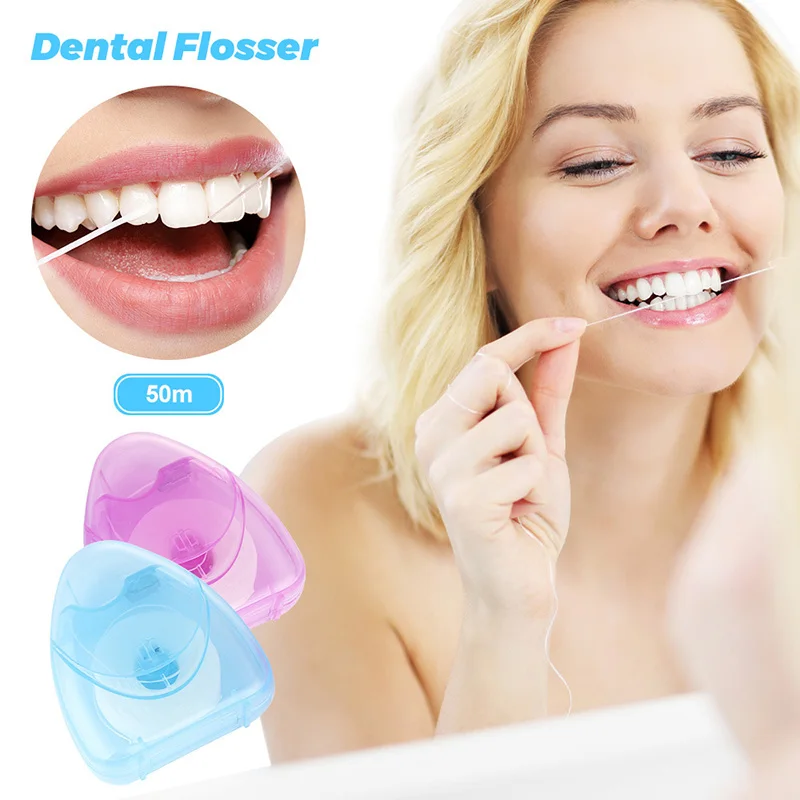 50M High Quality Deep Cleaning Peppermint Dental Flosser Oral Hygiene Clean Wire Disposable Teeth Stick Portable Toothpick Floss