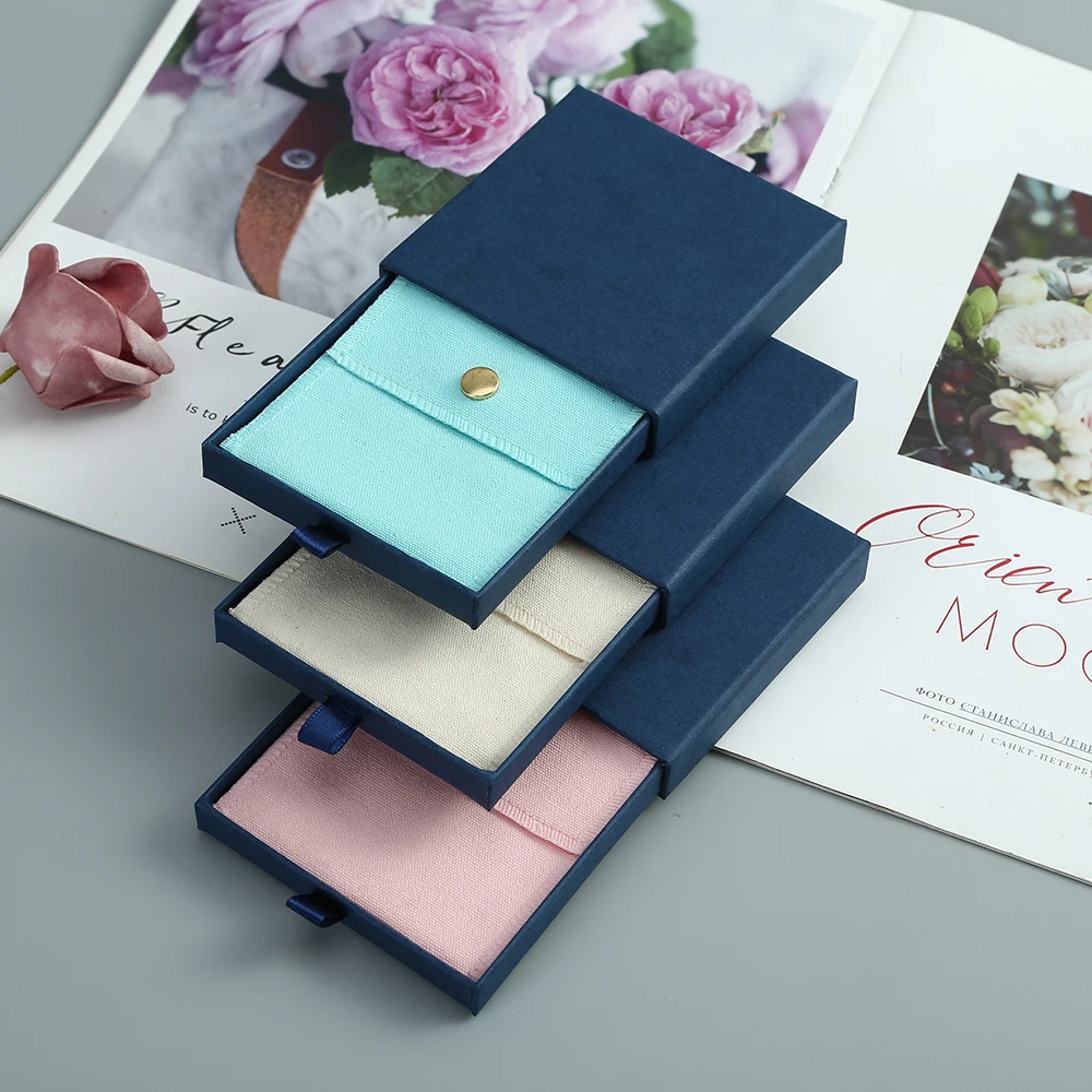 Cotton Bag Paper Box for Wedding Christmas Earrings Rings Gift Bag Jewelry Packing Organizer Display Chic Present Packing Sets