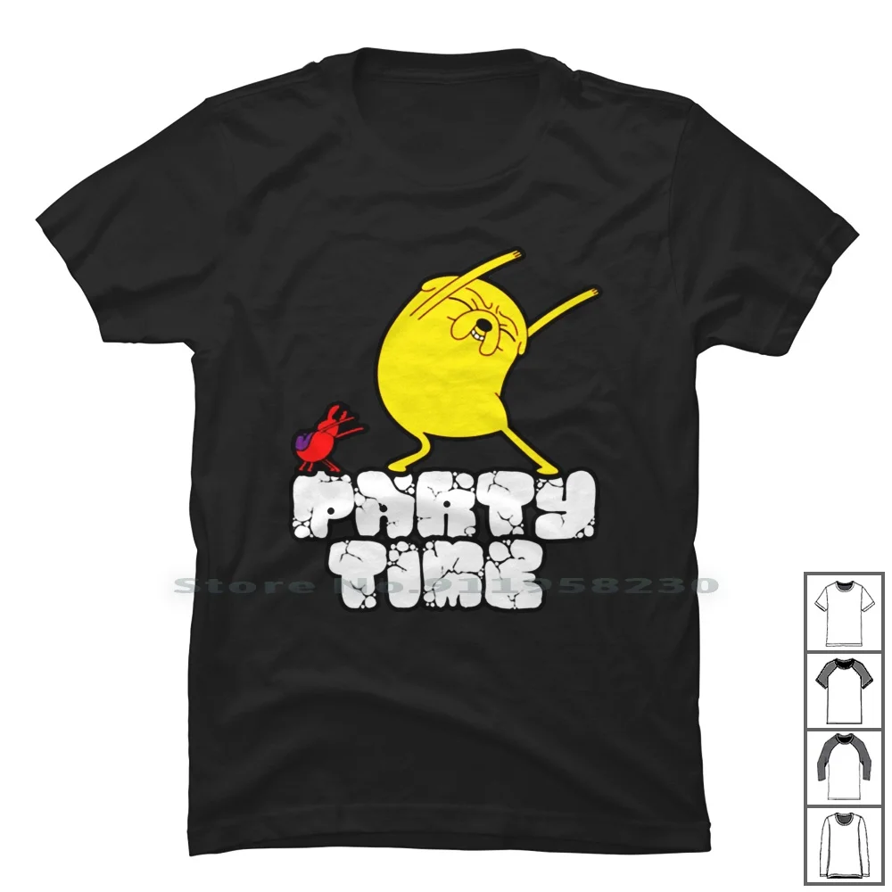 Camiseta de Jake The Dog Party Time, 100% algodón, ilustración, hora de fiesta, tendencia Popular, parte de tiempo, Jake Tim Art End, oferta