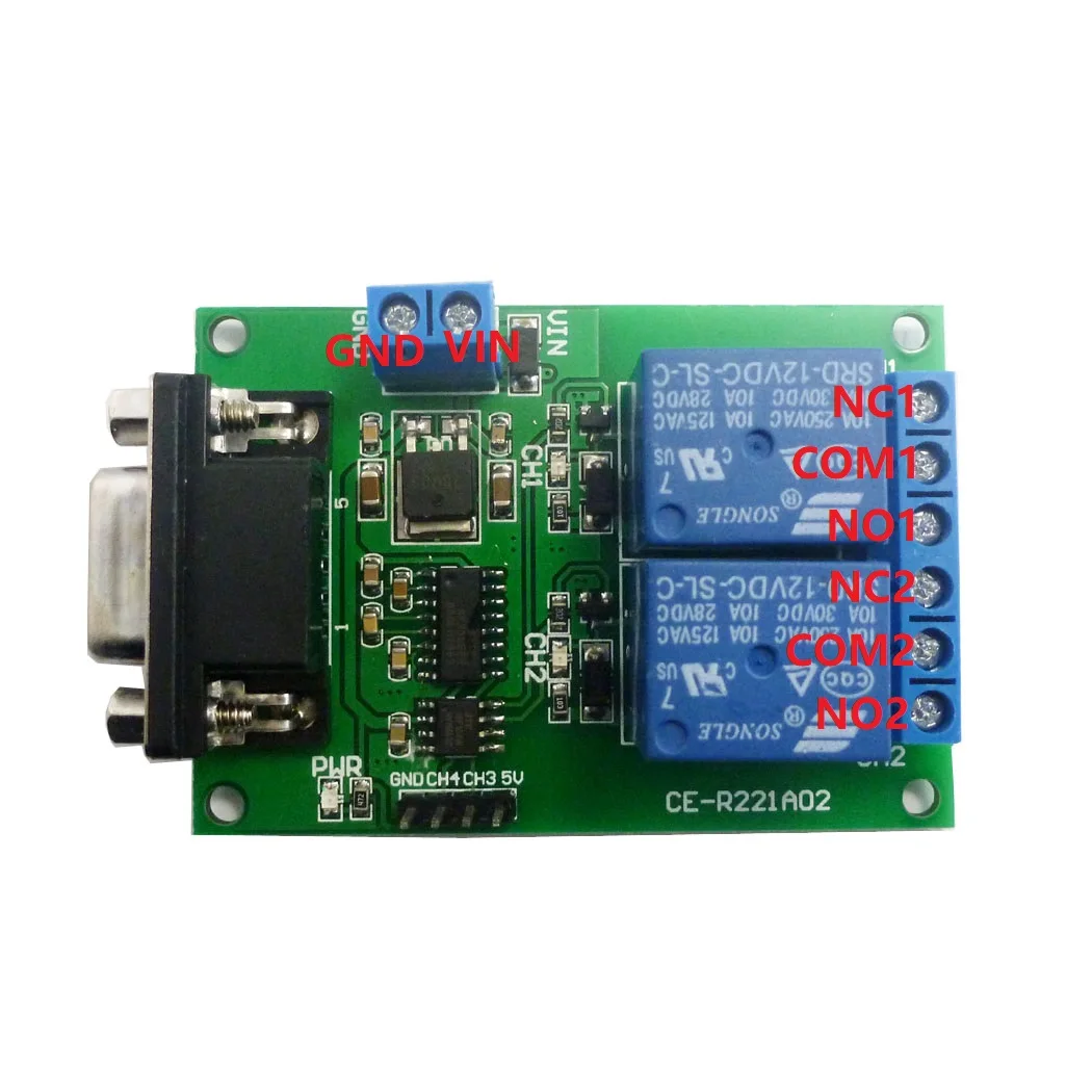 DC 5V 12V 2 canali RS232 porta seriale controllo relè scheda interruttore interfaccia SCM relè PC modulo DB9  13