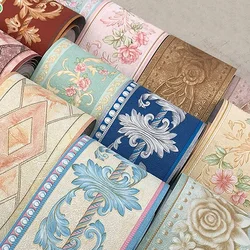 5M PVC Self-Adhesive Baseboard Wall Sticker Floral Skirting Waistline Stickers Waterproof 3D Wall Border Room Bathroom Decor