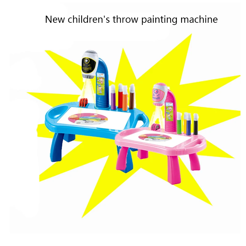 Kids Projector Drawing Table Painting Board Desk Multifunctional Writing Arts Crafts Educational Projection Machine Drawing Toy