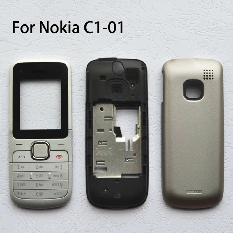 New Full Hosing For Nokia C1-01 Back Cover+Middle Frame+Front Frame+Keypad With Logo