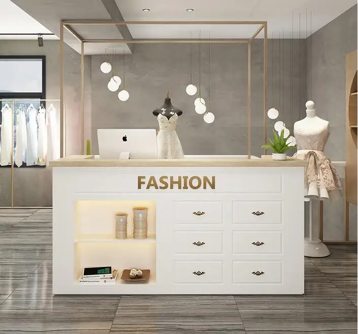 Clothing store small cashier pink commercial bar Taiwan cabinet milk tea shop barber shop reception desk front desk