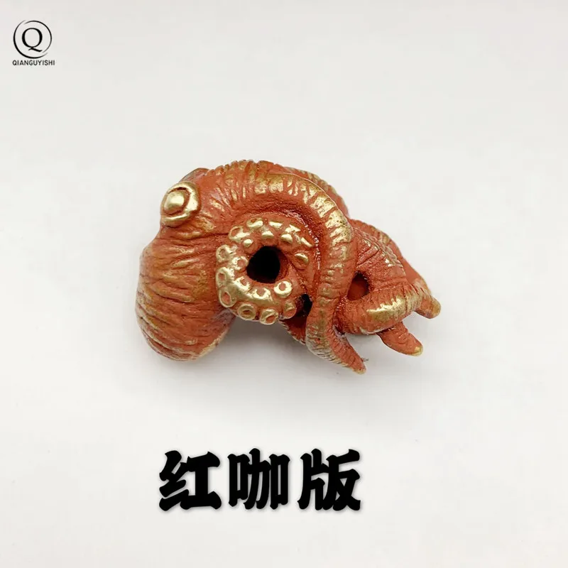 Brass Sea Animal Octopus Knife Bead Vintage Keychain Pendants Outdoor EDC Umbrella Rope Hanging Trinket DIY Paracord Accessories