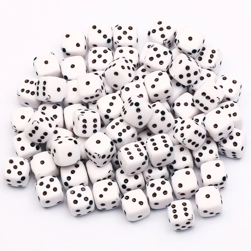 50-100Pcs 8mm White Dice Acrylic Beads Square Cube Loose Spacer Beads For Jewelry Making Diy Bracelet Findings Accessories